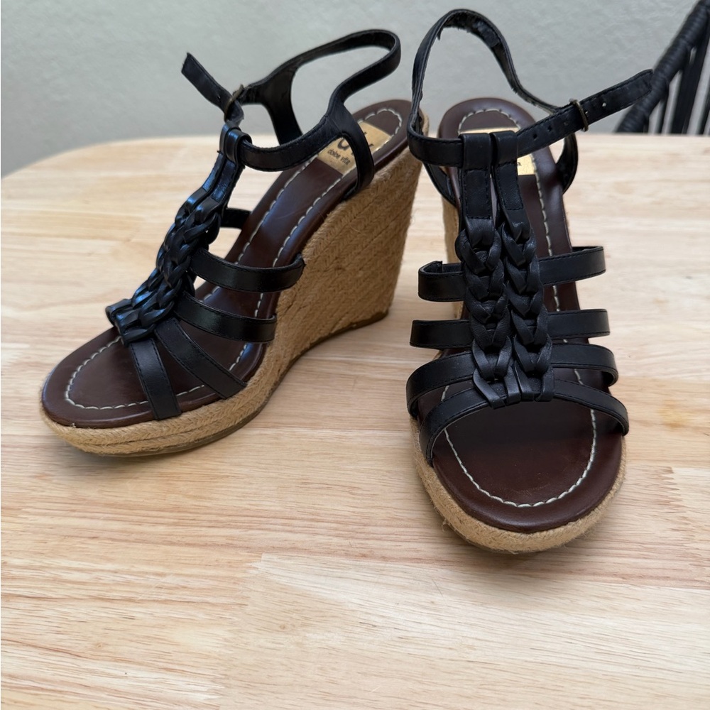 Dolce Vita Black Wedge Sandals 7.5